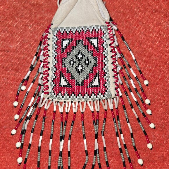 Rare Vintage Native American Double Sided Beaded Pouch - Picture 6 of 7